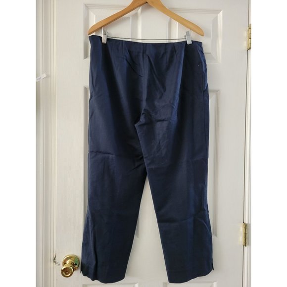 St John Navy blue yellow label stretch pant trousers size 12 quiet luxury career - Picture 6 of 6